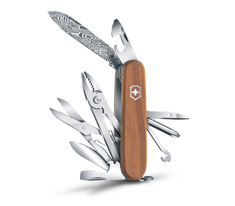 Victorinox Deluxe Tinker Damast Limited Edition 2018 Swiss Army Knife 15 Functions Brown