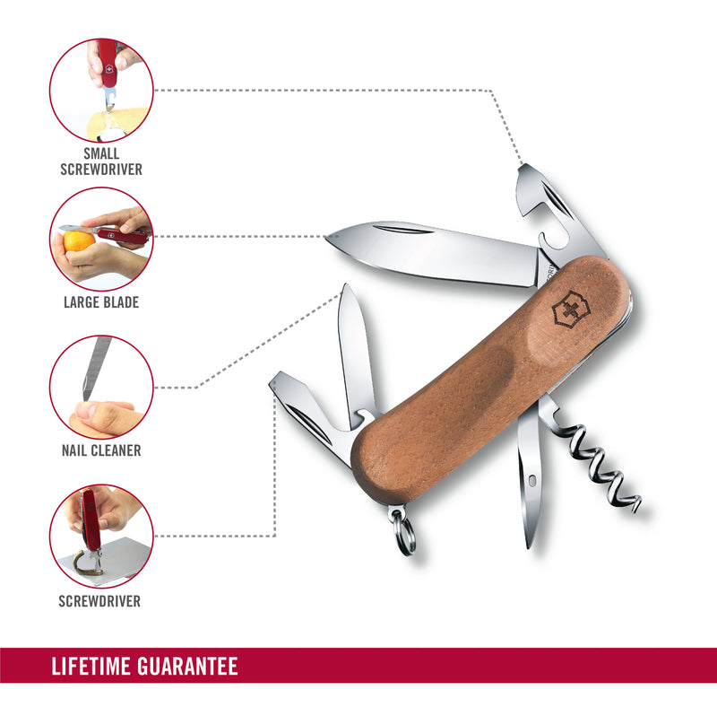 Victorinox Evolution Wood 10 Swiss Army Knife 11 Functions 85 mm Brown