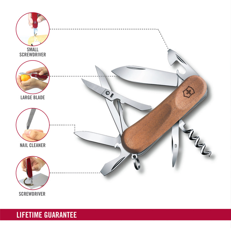 Victorinox Evolution Wood 14 Swiss Army Knife 12 Functions  85 mm Brown