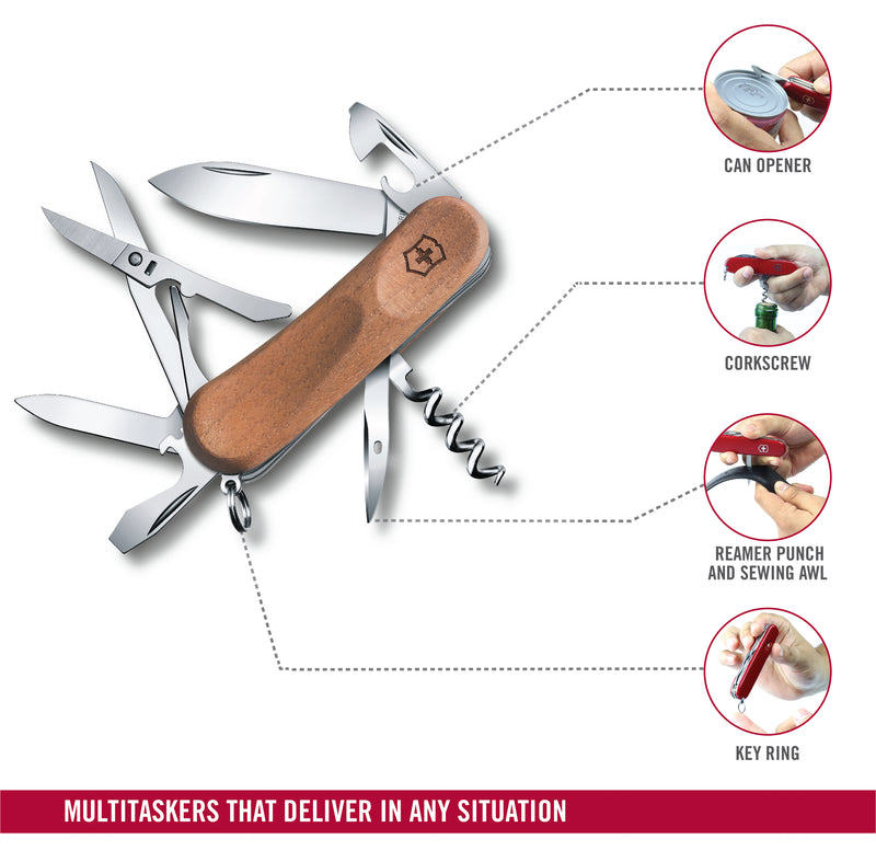Victorinox Evolution Wood 14 Swiss Army Knife 12 Functions  85 mm Brown