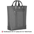 Victorinox Architecture Urban 2.0 2-Way Carry Tote/Backpack with 15" Laptop, 20 Litres, Melange Grey