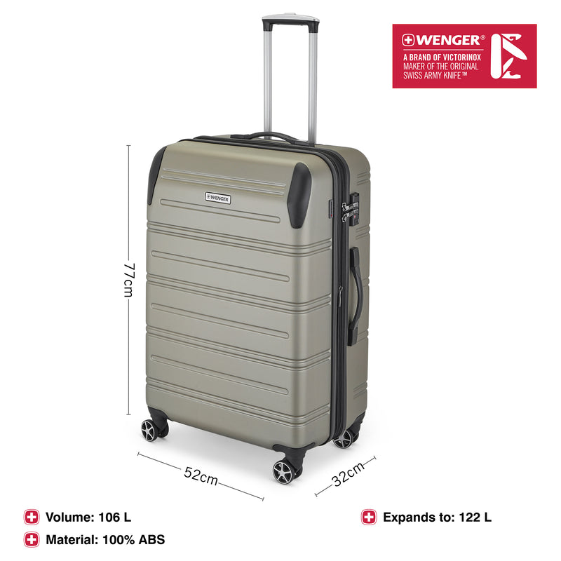 Wenger Static-Pro Large Hardside Suitcase, 106 Litres, Champagne, Swiss designed-blend of style & function