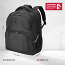 Wenger 18.5" Rolling Computer Backpack, 30 Litres, Black, Swiss Designed-blend of style & function