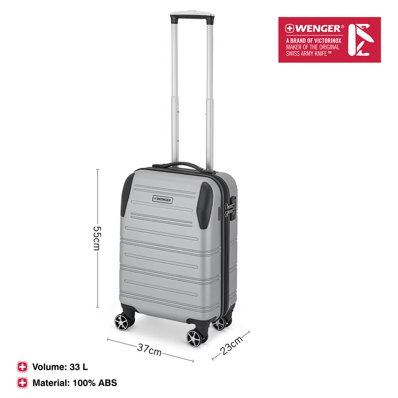 Wenger Static-Pro Carry-on Hardside Suitcase, 33 Litres, Grey, Swiss designed-blend of style & function