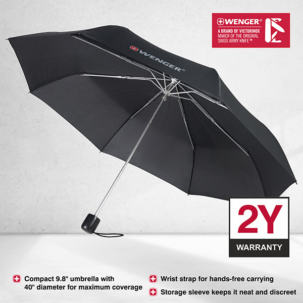 Wenger Travel Umbrella with Wrist Strap Black