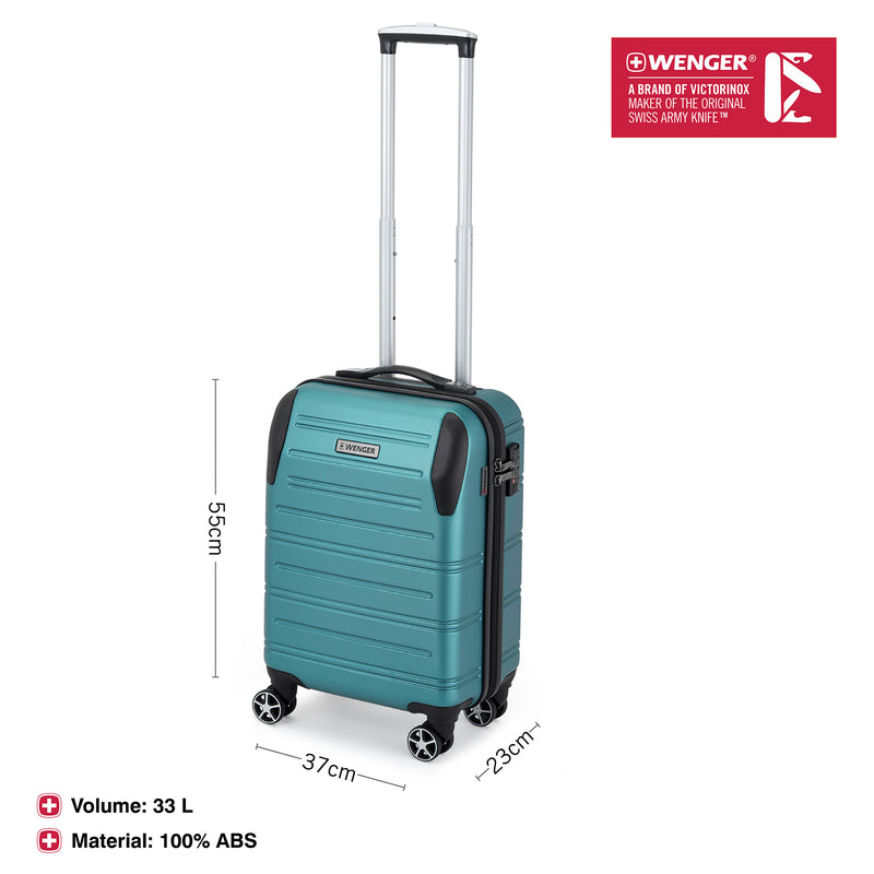 Wenger Static-Pro Carry-on Hardside Suitcase, 33 Litres, Teal, Swiss designed-blend of style & function