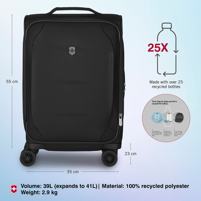 Victorinox, Crosslight, Frequent Flyer Cabin Luggage Bag, 39 litres, Black, Trolley Bag