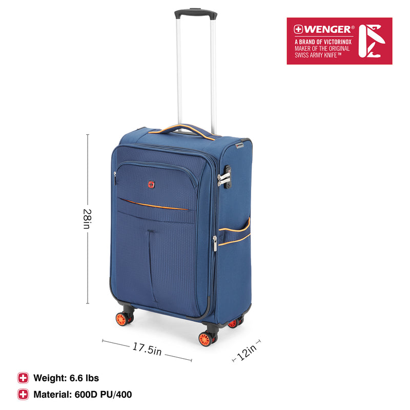 Wenger Fiero-Pro Medium Softside Suitcase, 69 Litres, Blue/Orange, Swiss designed-blend of style & function