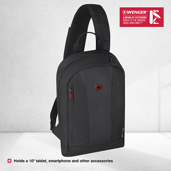 Wenger Monosling Shoulder Bag with Tablet Pocket in Black-Swiss designed