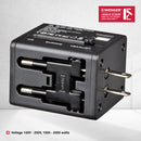 Wenger Universal Travel Adapter with USB Charger for Global Travel, Black-Swiss Designed