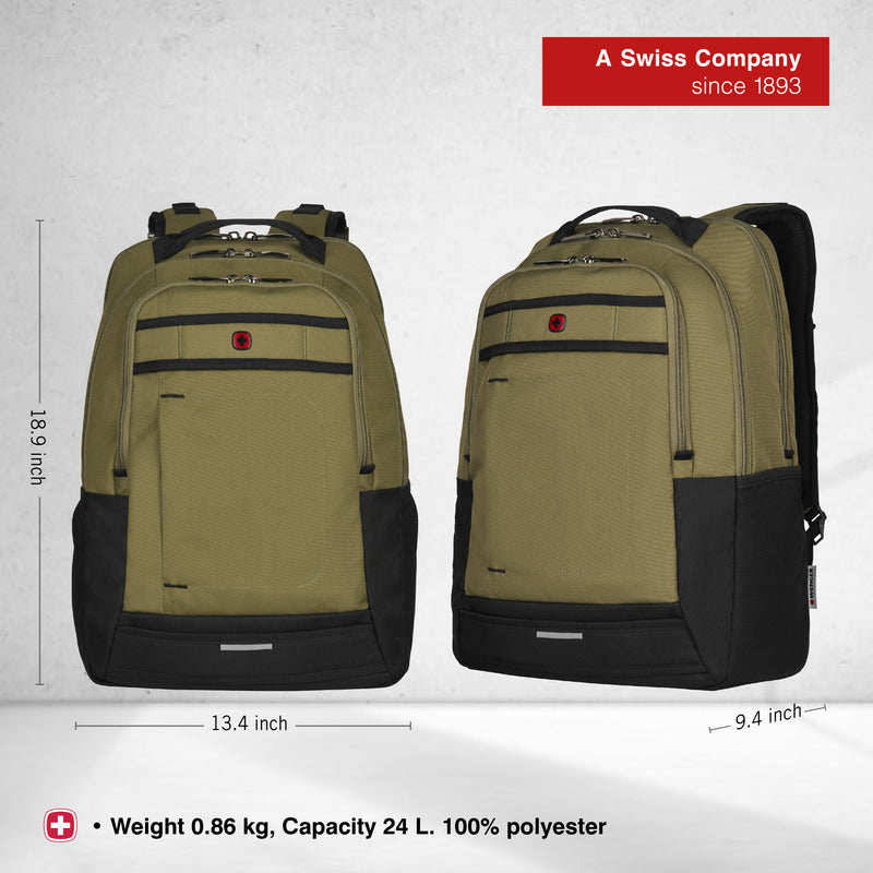 Wenger CRINIO 16'' Laptop Backpack (24 Litres) Swiss Designed - Olive