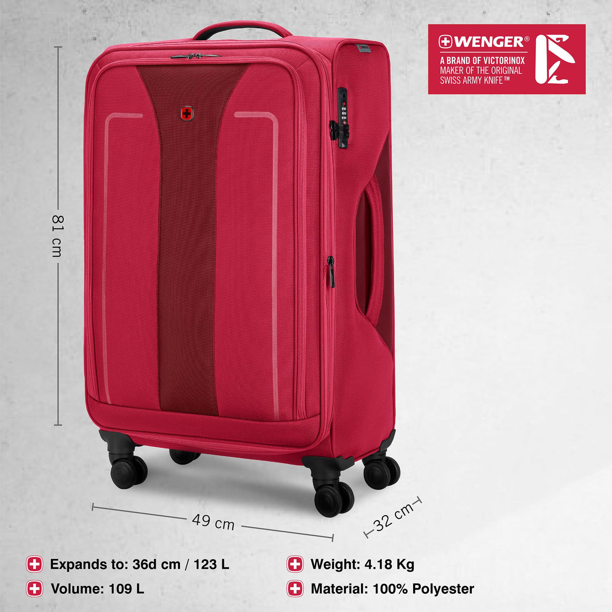 Wenger, Fantic Large Softside Case, Burgundy, 109 Litres, Swiss design