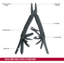 Victorinox SwissTool Spirit X -25 lockable Tools for Professionals, Pocket Multitool with wire stripper 105 mm Black