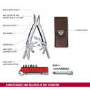 Swiss Tool Spirit X Plus ratchet with leather pouch 37 Functions 105 mm Silver