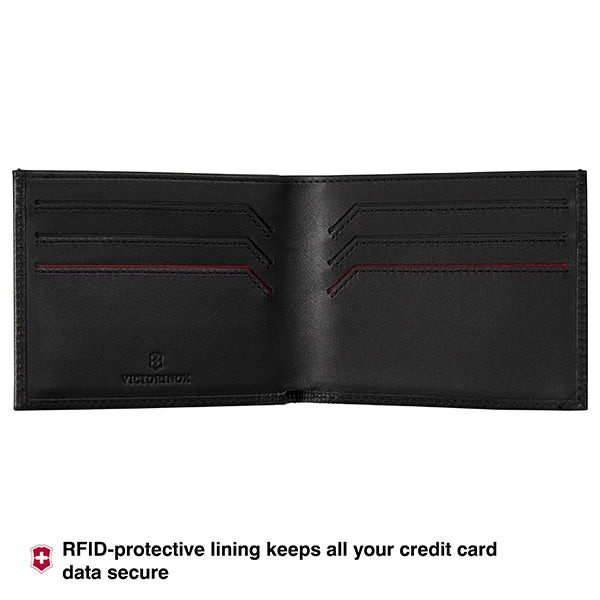 Victorinox Altius Alox, Slim Leather Bi-Fold Wallet, Black