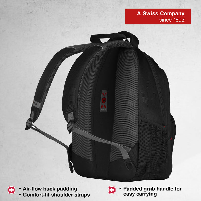 Wenger PILLAR 16'' Laptop Backpack (25 Litres) Swiss Designed - Black/Grey