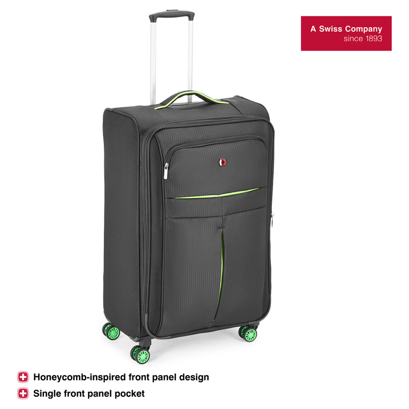 Wenger Fiero-Pro Large Softside Suitcase, 116 Litres, Black/Green, Swiss designed-blend of style & function