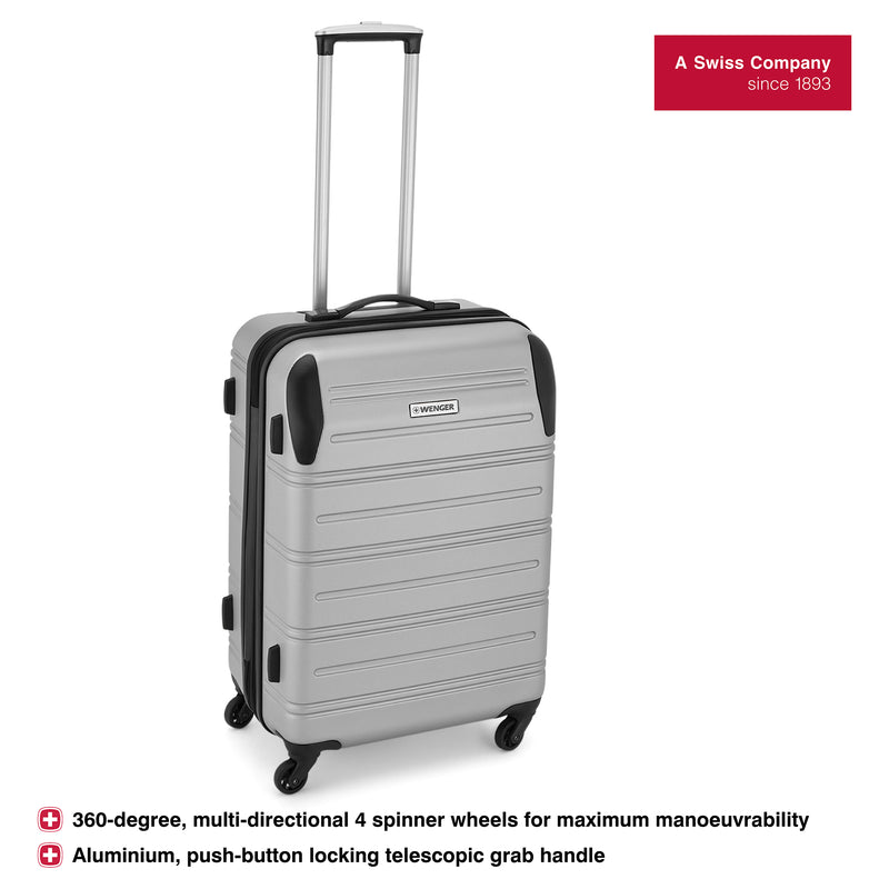 Wenger Static Medium Hardside Suitcase, 67 Litres, Silver, Swiss designed