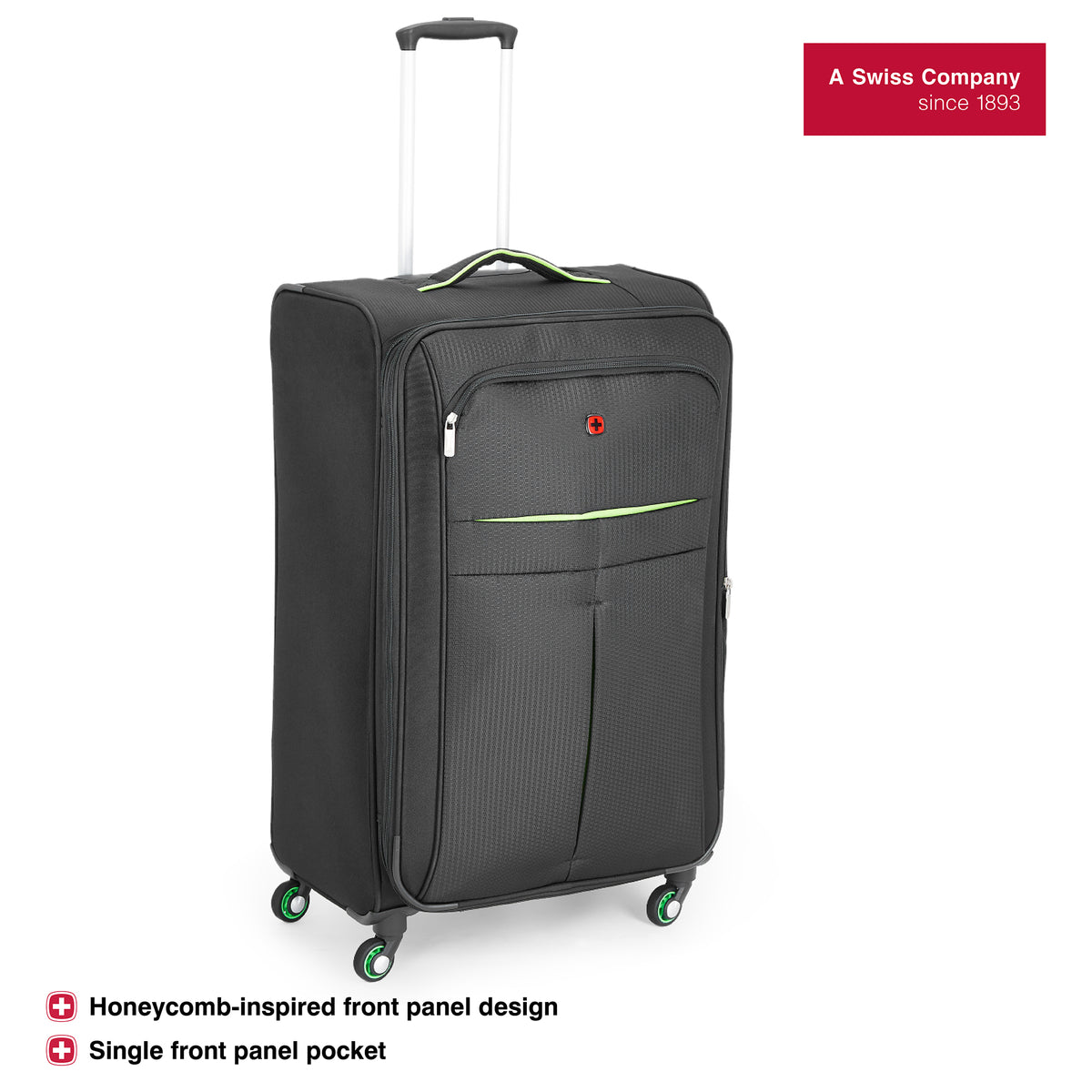 Wenger Fiero Large Softside Suitcase 116 Litres Black Swiss designe