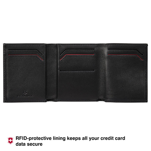 Victorinox Altius Alox, Leather Tri-Fold Wallet, Black