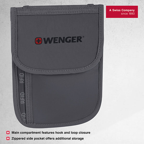 Wenger Travel Document RFID Neck Pouch-Grey