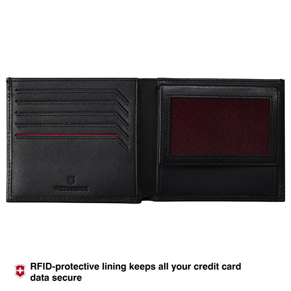Victorinox Altius Alox, Deluxe Leather Bi-Fold Wallet, Black