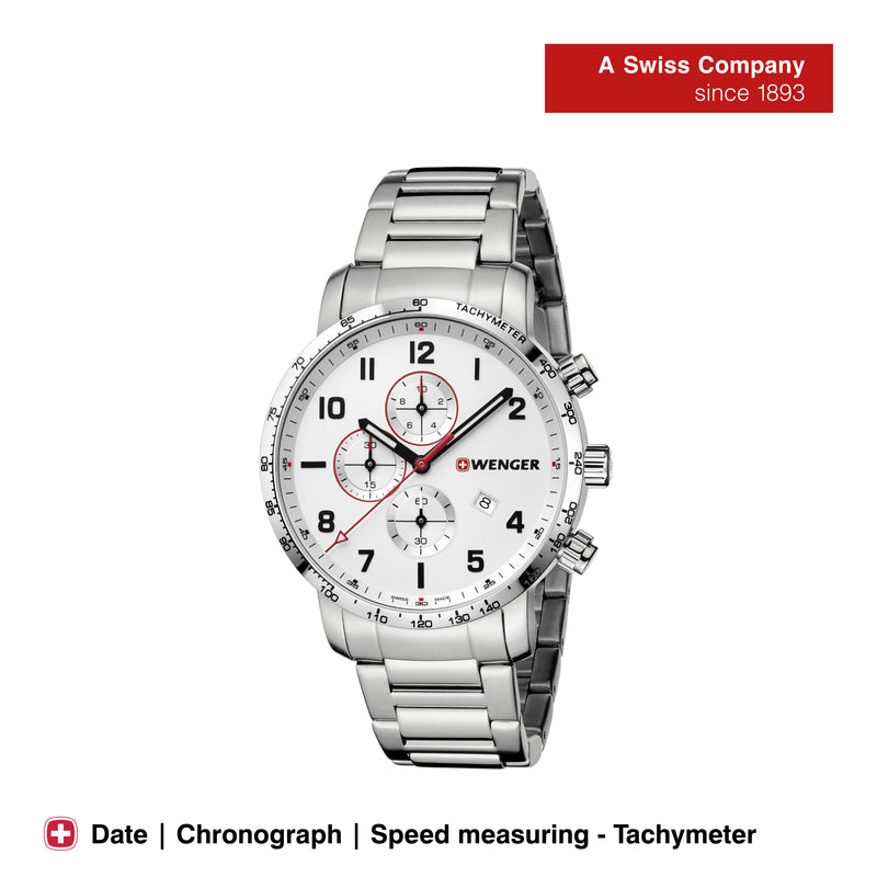Wenger Swiss Made Attitude Chrono Chronograph Silver Dial Men's Watch