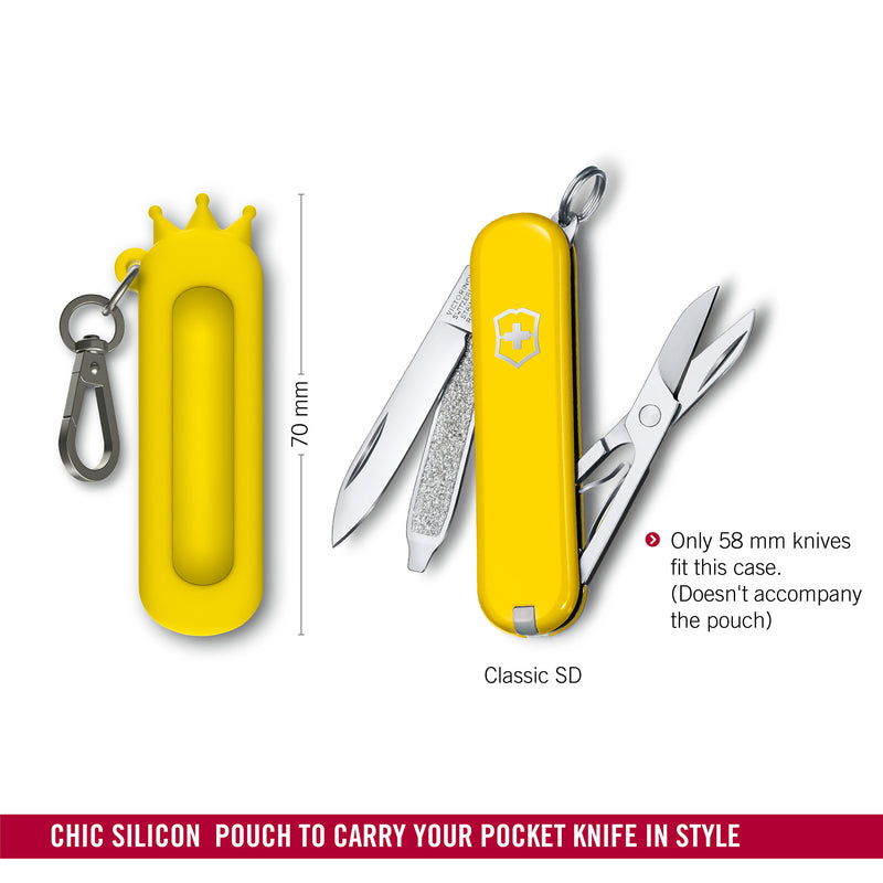 Victorinox Swiss Army Knife Accessory -Silicon Case with Hook to carry your pocket knife in Style - Sunny Side, 70mm