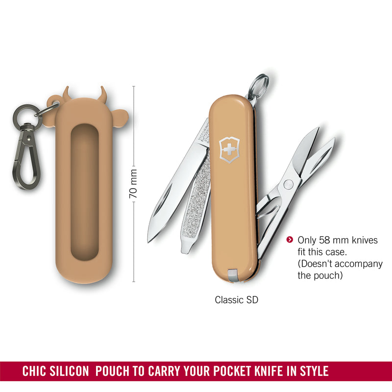 Victorinox Swiss Army Knife Accessory -Silicon Case with Hook to carry your pocket knife in Style - Wet Sand, 70mm