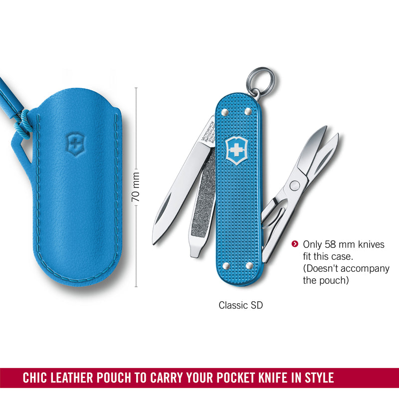 Victorinox Swiss Army Knife Accessory - FRESH. STYLISH. COLORFUL Leather Pouch with Cord to carry your pocket knife in style - Summer Rain, 70mm