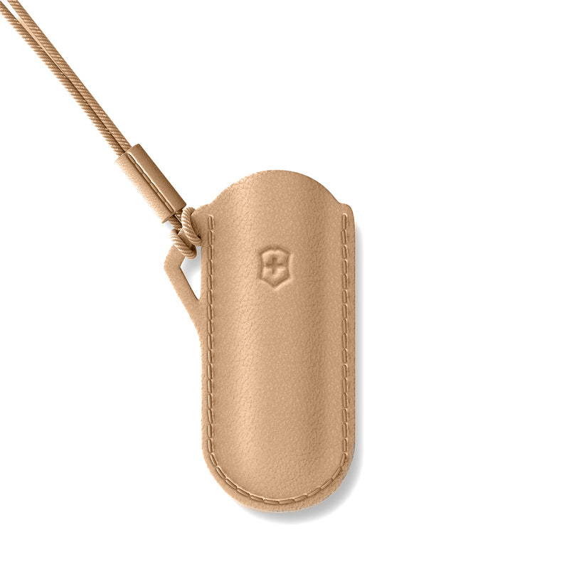 Victorinox Swiss Army Knife Accessory -Leather Pouch with Cord to carry your pocket knife in style - Wet Sand, 70mm