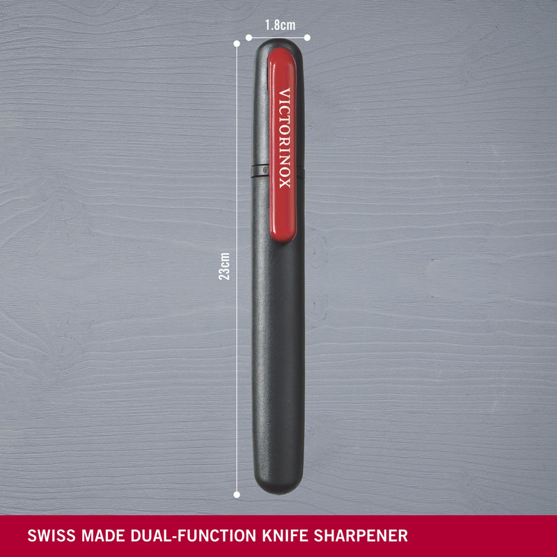 Victorinox Dual-Knife Sharpener-Portable Tool with Honing Stone & Ceramic Discs, Black, 230mm