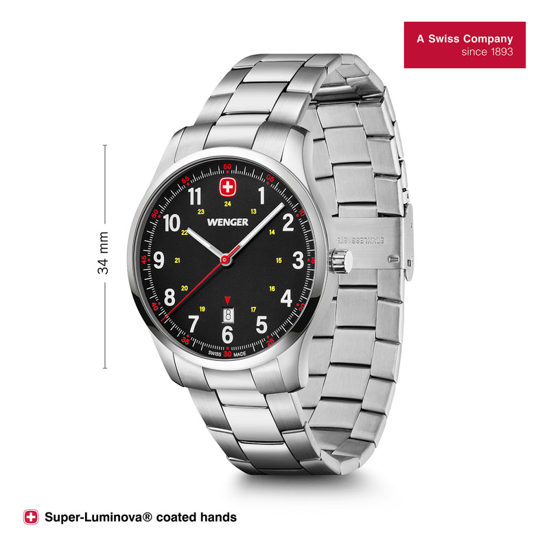Wenger, City Sport Black Dial Men's Watch, Swiss Made