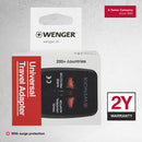 Wenger Universal Travel Adapter for Global Travel, Black, blend of style & function-Swiss designed