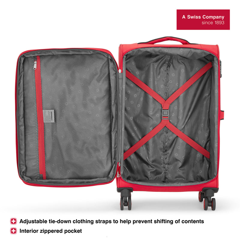 Wenger Fiero-Pro Medium Softside Suitcase, 69 Litres, Red/Black, Swiss designed-blend of style & function
