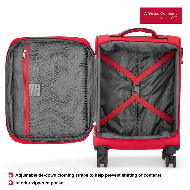 Wenger Fiero-Pro Carry-on Softside Suitcase, 45 Litres, Red/Black, Swiss designed-blend of style & function