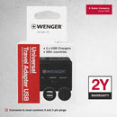 Wenger Universal Travel Adapter with USB Charger for Global Travel, Black-Swiss Designed