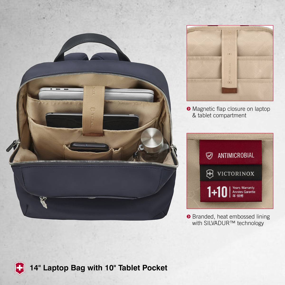 Victorinox Victoria Signature Women Compact Backpack, 14'' Laptop & 10