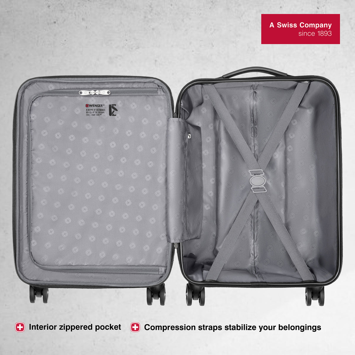 Wenger Cote D' Azure Carry-on Hardside Suitcase, 38 Litres, Blue, Swis