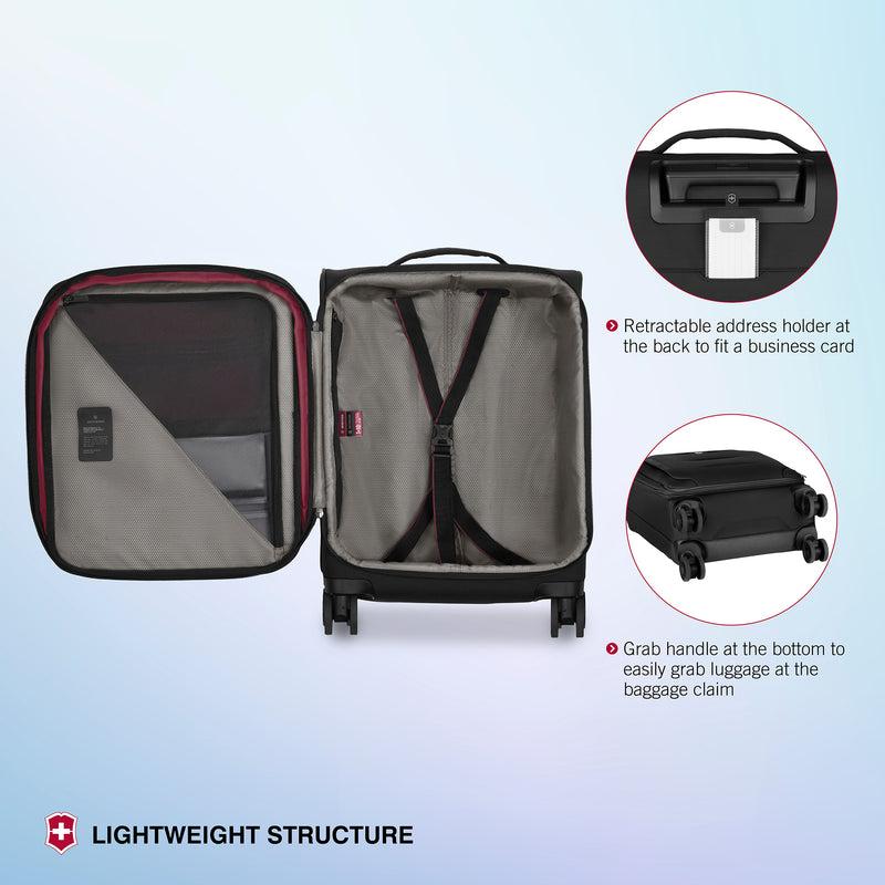 Victorinox, Crosslight, Global Softside Cabin Luggage, 37 litres, Black, Trolley Bag