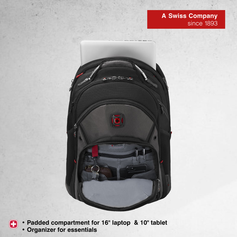 Wenger SYNERGY 16'' Laptop Backpack (26 Litres) Swiss Designed - Black/Grey