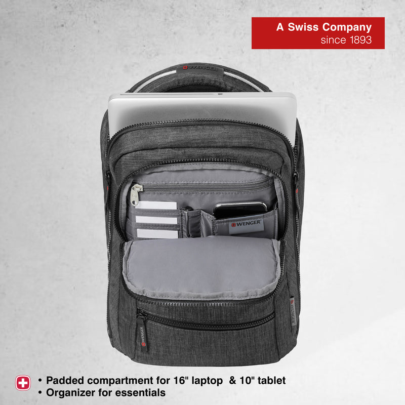 Wenger Rotor Slim 16'' Laptop Backpack (14 Litres) Swiss Designed Grey