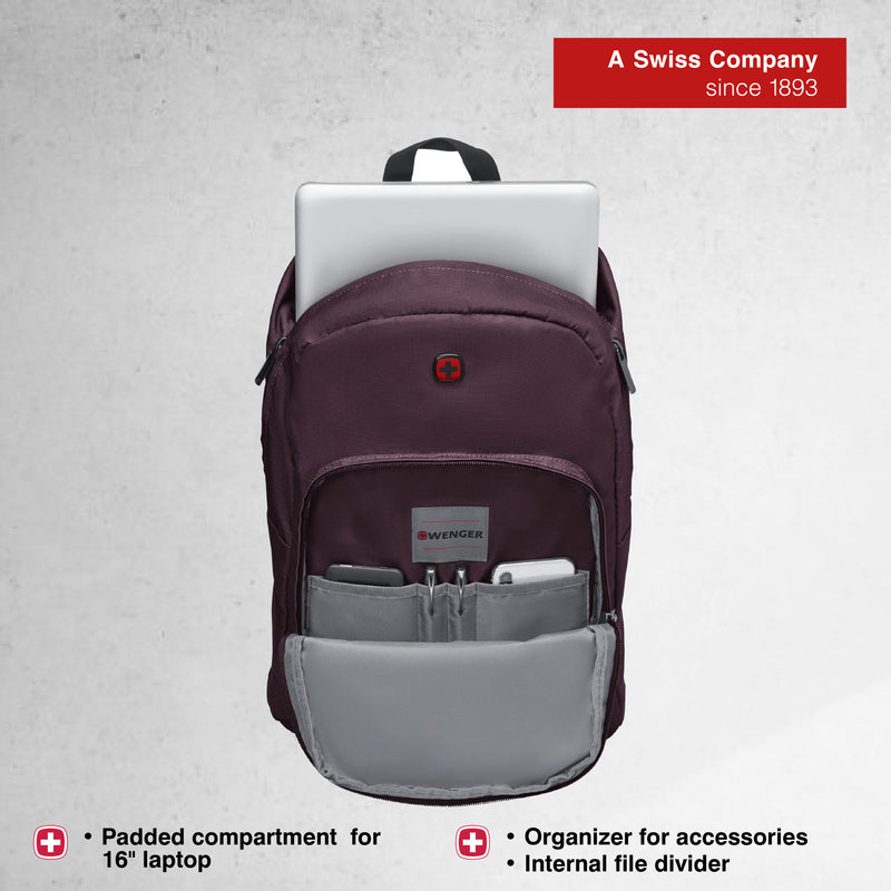 Wenger CRANGO 16'' Laptop Backpack (27 Litres) Swiss Designed Purple