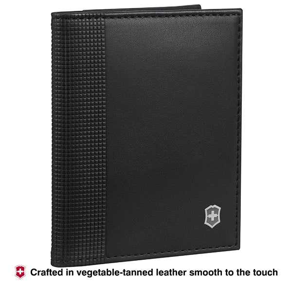 Victorinox Altius Alox,Leather Bi-Fold Card Case, Black