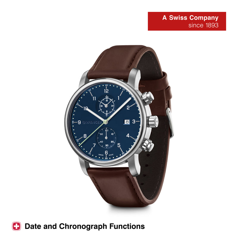 Wenger Swiss Made Urban Classic Chrono Chronograph Blue Dial Men's Watch