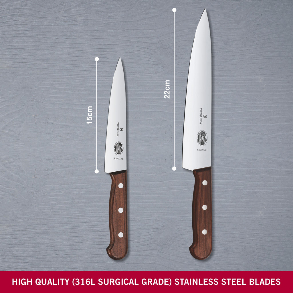 Victorinox Rosewood Carving Kitchen Knife Set of 2, Stainless Steel,Wooden, 15 22 cm,Swiss Made
