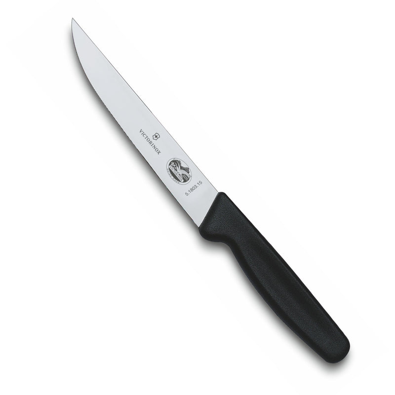 Victorinox Swiss Modern Stainless Steel Carving Knife, Straight Blade, Black, 15cm, Swiss Made