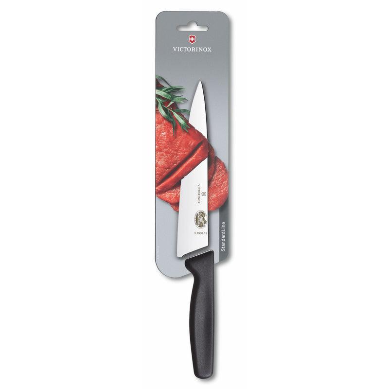 Victorinox "Standard Line" Stamped Carving/Chef Knife, Straight Edge & Pointed Tip, Black, 19 cm