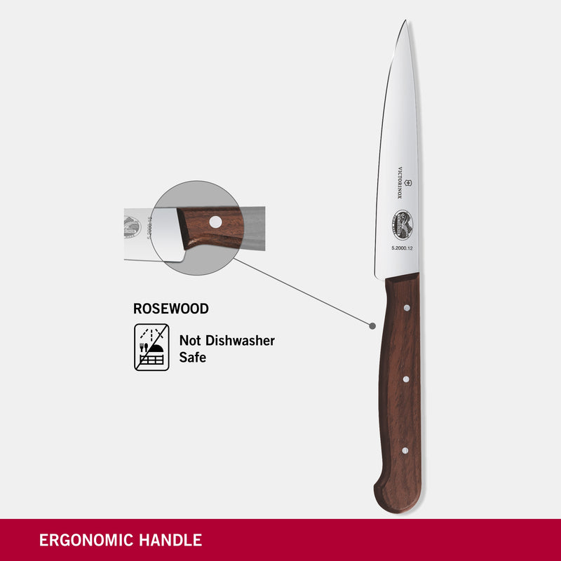 Victorinox Rosewood Carving Knife, Stainless Steel Straight Blade, Wooden, 12 cm, Swiss Made