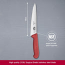 Victorinox Swiss Classic Stainless Steel Carving Knife, Straight Blade Knife, Red, 19 cm, Swiss Made